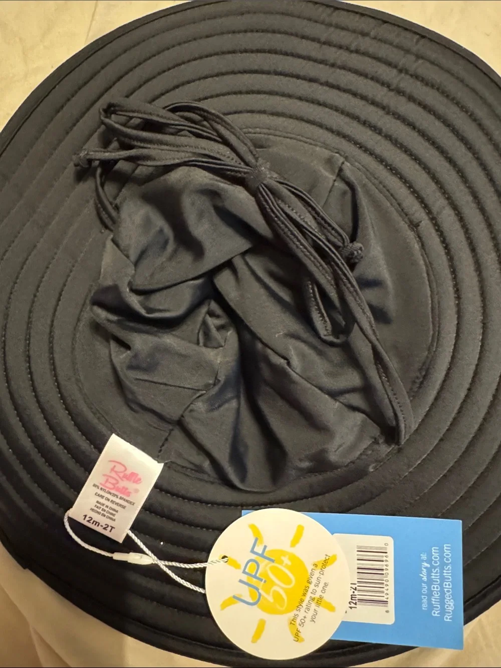Ruffle butts Black Wide-Brim Packable Sun Hat